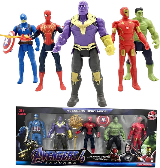 Avengers with Light Pack of 5 Spiderman, Iron Man, Captain America, Hulk ,Thanos