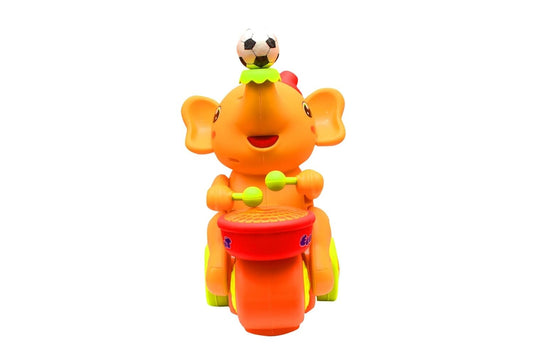 Cute Elephant Musician Toy with Music and Flashing Light (Multicolor)