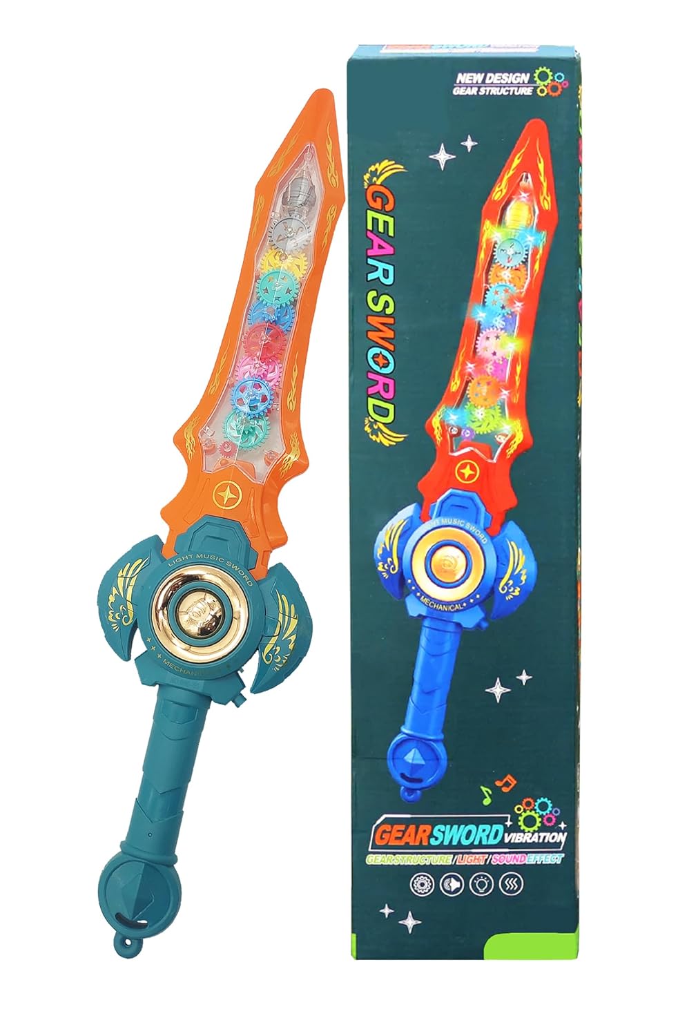 Transparent Musical Gear Sword Toy (Multicolor)