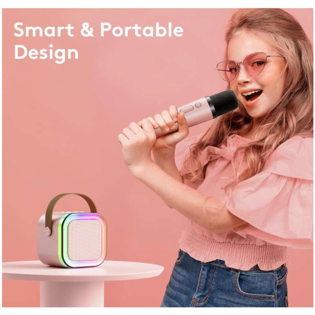 Portable Bluetooth Karaoke Speaker with Wireless Mic for Kids
