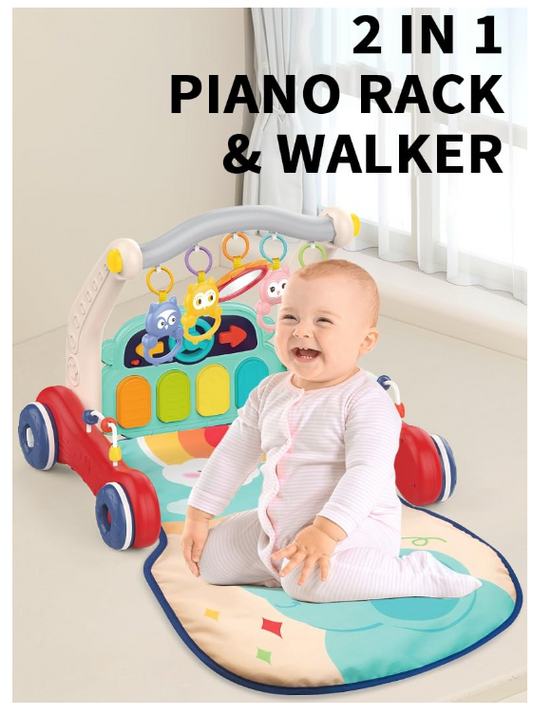 2 in 1 Musical Baby Activity Walker with Convertible Play Gym