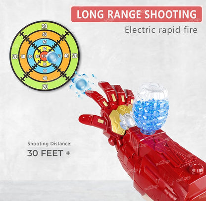 Ironman Gel blaster Gun, Electric Mechanical Arm Gun /  Wearable Arm Shooting Water Balls Electric Arm Repeater jellyshot Launcher Activities Shooting Game Toysfor Kids