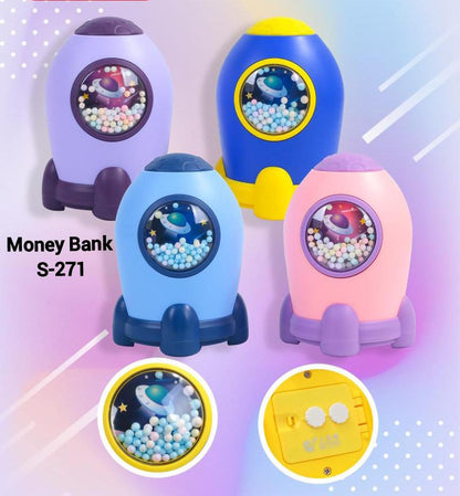 Rocket Shape Piggy Bank with Number Code Lock For Kids