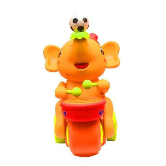 Cute Elephant Musician Toy with Music and Flashing Light (Multicolor)