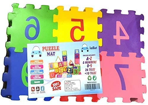 36 Pieces Mini Puzzle Foam Mat for Kids, Interlocking Learning Alphabet and Number Mat for Kids - Multi-Color