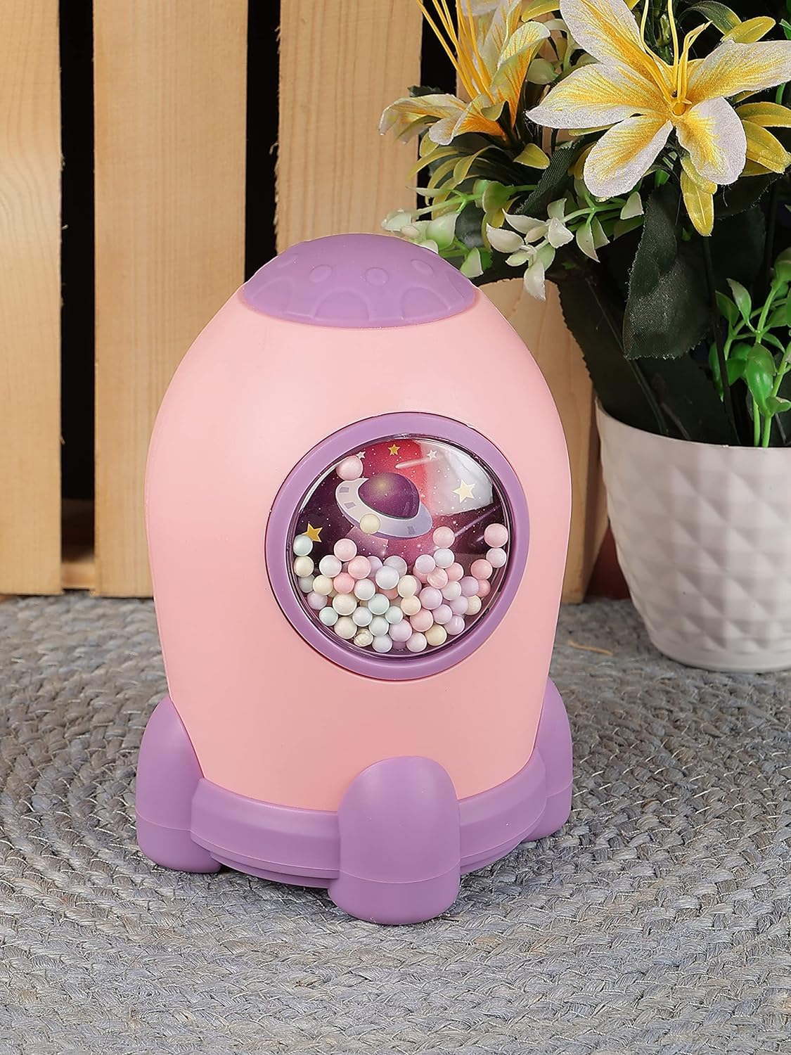 Rocket Shape Piggy Bank with Number Code Lock For Kids