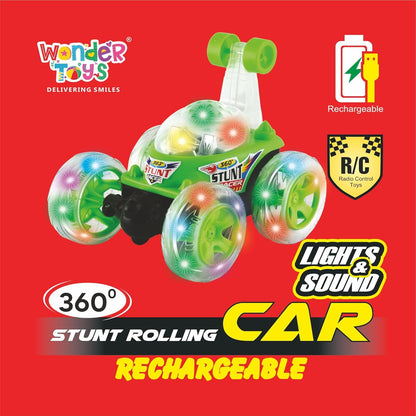 KIDZKOLLECTION Stunt Roll Car Remote Control  with Colorful lighting