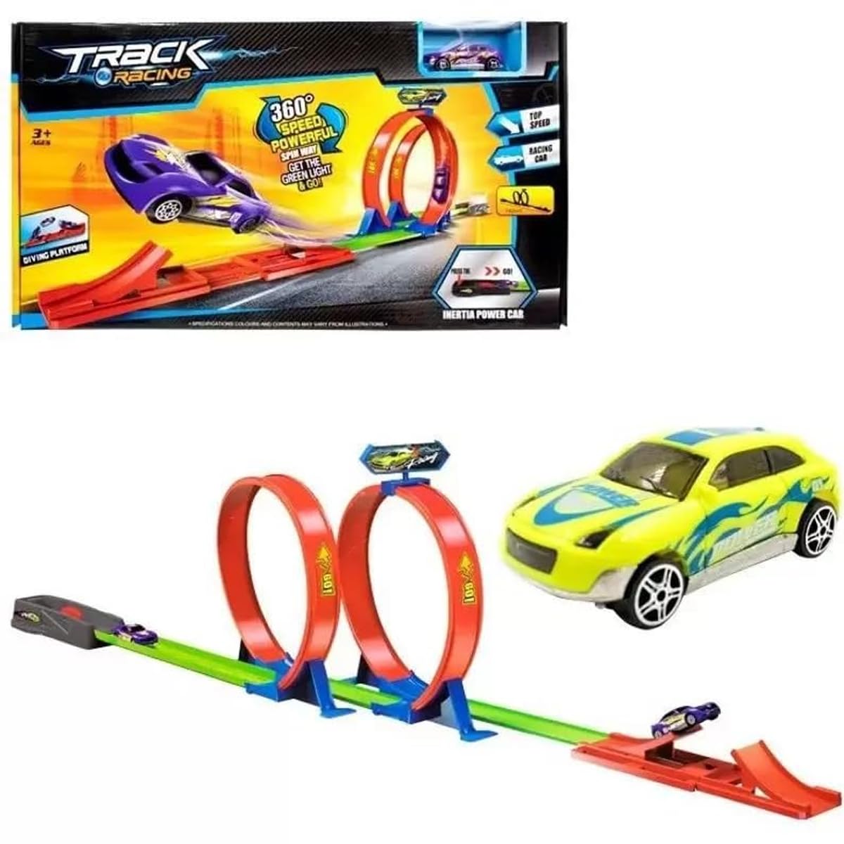 Track with Car Toy Set for Kids & Launcher Make 360 Degree Spin Way(Double Loop)  (Multicolor, Pack of: 1)