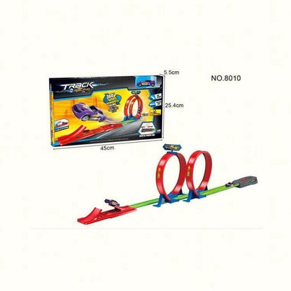 Track with Car Toy Set for Kids & Launcher Make 360 Degree Spin Way(Double Loop)  (Multicolor, Pack of: 1)