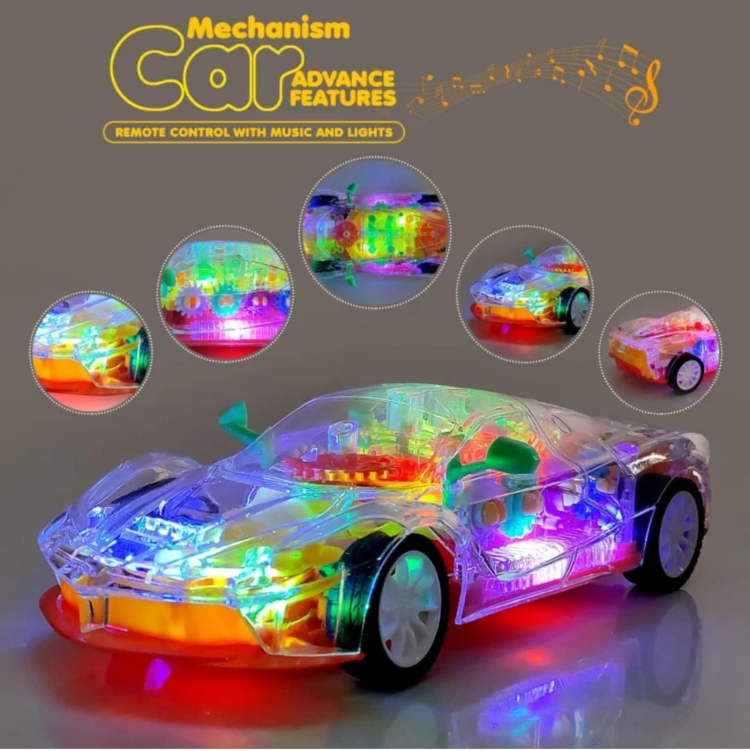 Transparent Gear Remote Car for Kids with 3D Lights & Music  (Multicolor)