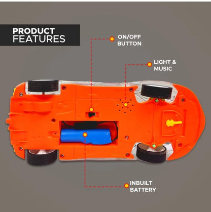 Transparent Gear Remote Car for Kids with 3D Lights & Music  (Multicolor)
