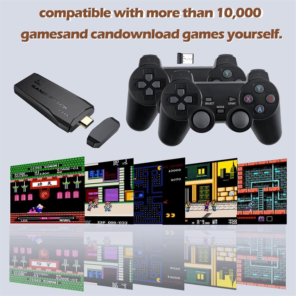 Wireless video games for tv gaming Retro gaming console with Game Stick 1080p Plug & Play TV Video Game Set for 2 player with Emulator for Kids