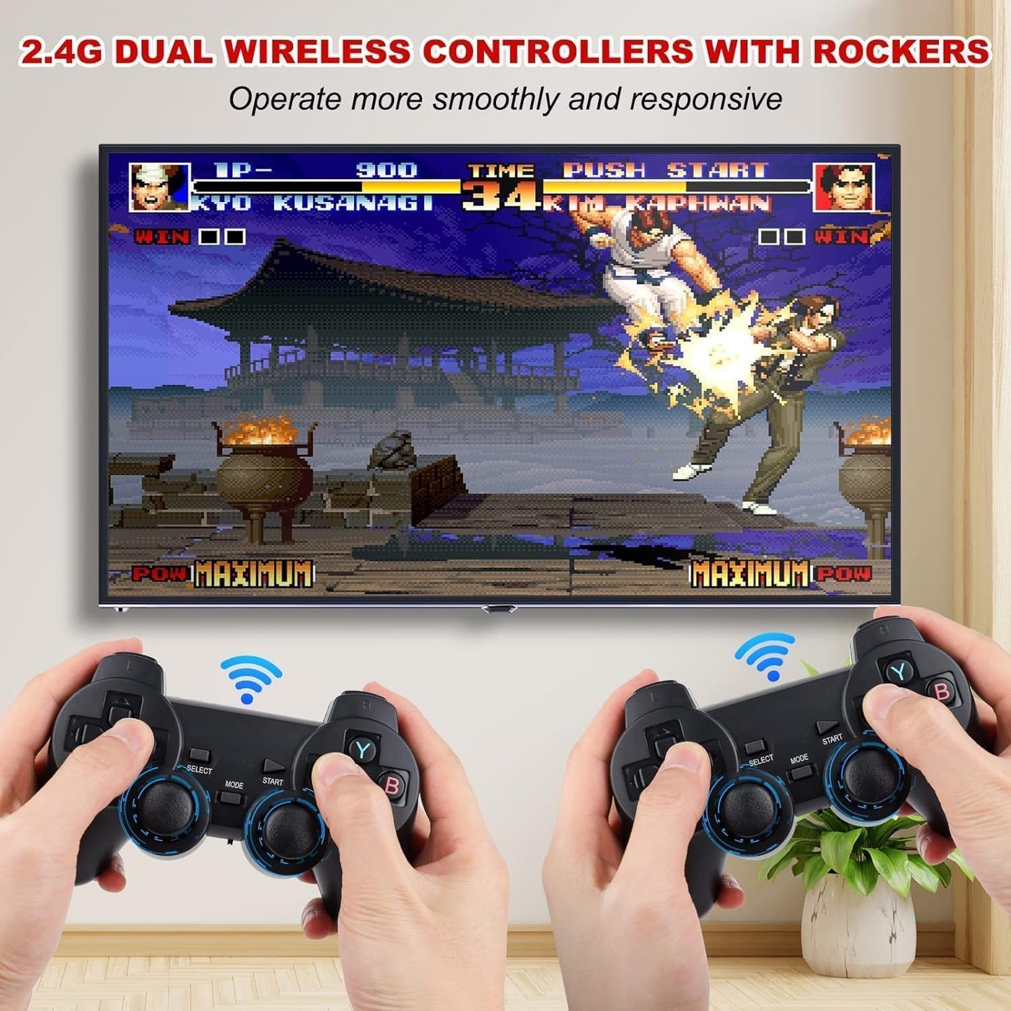 Wireless video games for tv gaming Retro gaming console with Game Stick 1080p Plug & Play TV Video Game Set for 2 player with Emulator for Kids