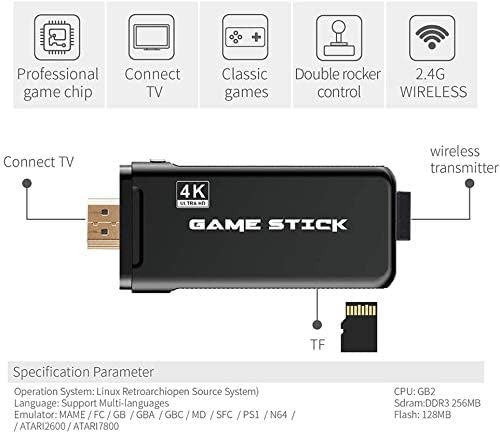 Wireless video games for tv gaming Retro gaming console with Game Stick 1080p Plug & Play TV Video Game Set for 2 player with Emulator for Kids