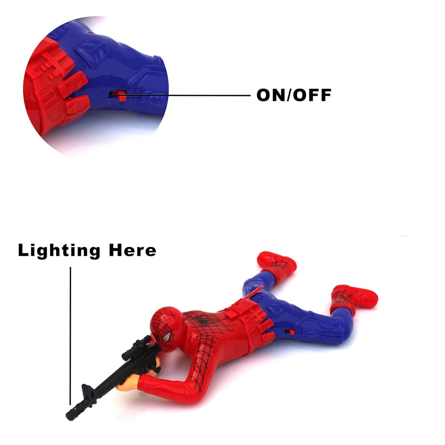 Crawling Spiderman Toy with Light and Music (Red)